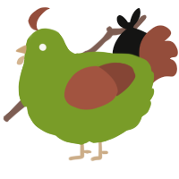 A chartreuse and russet chicken