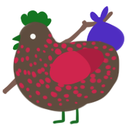 A bark and crimson chicken with a speckle pattern