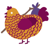 Wildmutt, a orange and wine chicken with a lace pattern