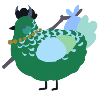 A viridian and apple chicken with a half-lace pattern