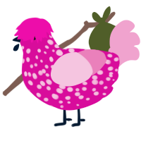 Funkasha, a fuchsia and pink chicken with a speckle pattern