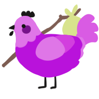 A amethyst and orchid chicken with a head pattern