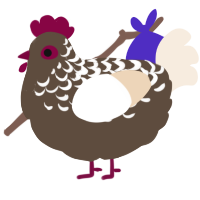 A bark and cream chicken with a half-lace pattern