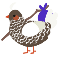 A bark and white chicken with a lace pattern