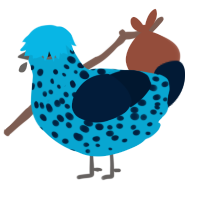 A cerulean and tumblr chicken with a speckle pattern