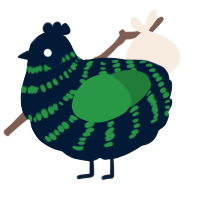 A tumblr and viridian chicken with a bar pattern