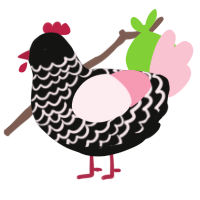 A black and rose chicken with a lace pattern