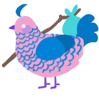A pink and sapphire chicken with a lace pattern