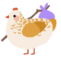 A cream and orange chicken with a half-lace pattern