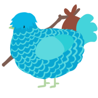 A cerulean and aqua chicken with a lace pattern