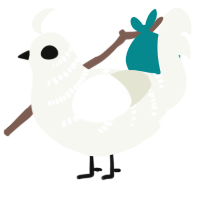 A white chicken with a half-bar pattern