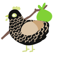 A black and beige chicken with a lace pattern