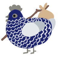 A navy and mist chicken with a lace pattern