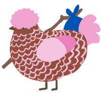 A russet and pink chicken with a lace pattern