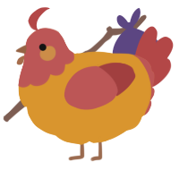 A orange and red chicken with a head pattern