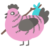 A pink and grey chicken with a half-bar pattern