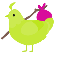 A lime chicken with a head pattern