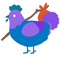 A sapphire and blurple chicken with a head pattern