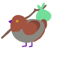 A ash and russet chicken with a head pattern