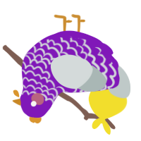 A violet and silver chicken with a lace pattern
