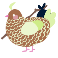 A brown and apple chicken with a lace pattern