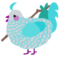 A mist and aqua chicken with a lace pattern