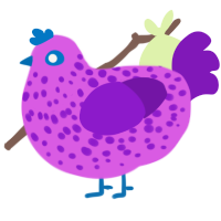 A orchid and violet chicken with a speckle pattern