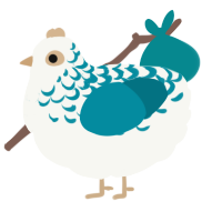 A white and sea chicken with a half-lace pattern