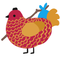 A crimson and orange chicken with a lace pattern