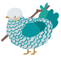 A mist and teal chicken with a lace pattern