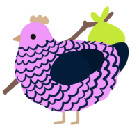 A lavender and tumblr chicken with a lace pattern
