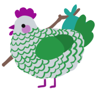 A mist and viridian chicken with a lace pattern