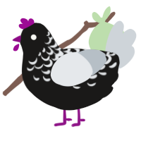Asexual Pride Flag, a sable and mist chicken with a half-lace pattern