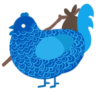 A ultramarine and sky chicken with a double-lace pattern