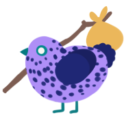A lilac and navy chicken with a speckle pattern