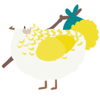 A white and yellow chicken with a half-lace pattern