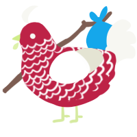 A crimson and white chicken with a lace pattern