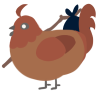 A brown and russet chicken with a head pattern