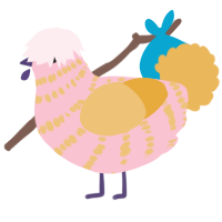 A rose and honey chicken with a bar pattern