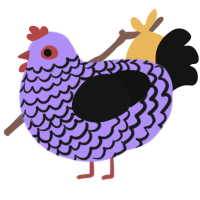 Gothicaw, a lilac and black chicken with a lace pattern