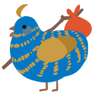 A sapphire and gold chicken with a bar pattern