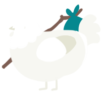 Cloud, a white chicken with a head pattern