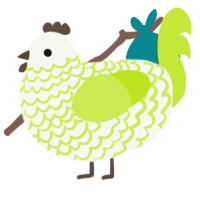 A white and lime chicken with a lace pattern