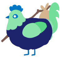 A navy and spring chicken with a head pattern