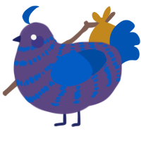 A overcast and ultramarine chicken with a bar pattern