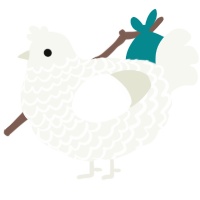 A white chicken with a lace pattern