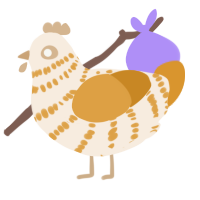 A cream and orange chicken with a bar pattern