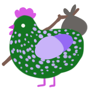 A leaf and lilac chicken with a speckle pattern
