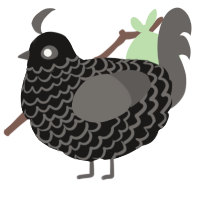 A sable and grey chicken with a lace pattern