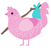 A pink chicken with a lace pattern
